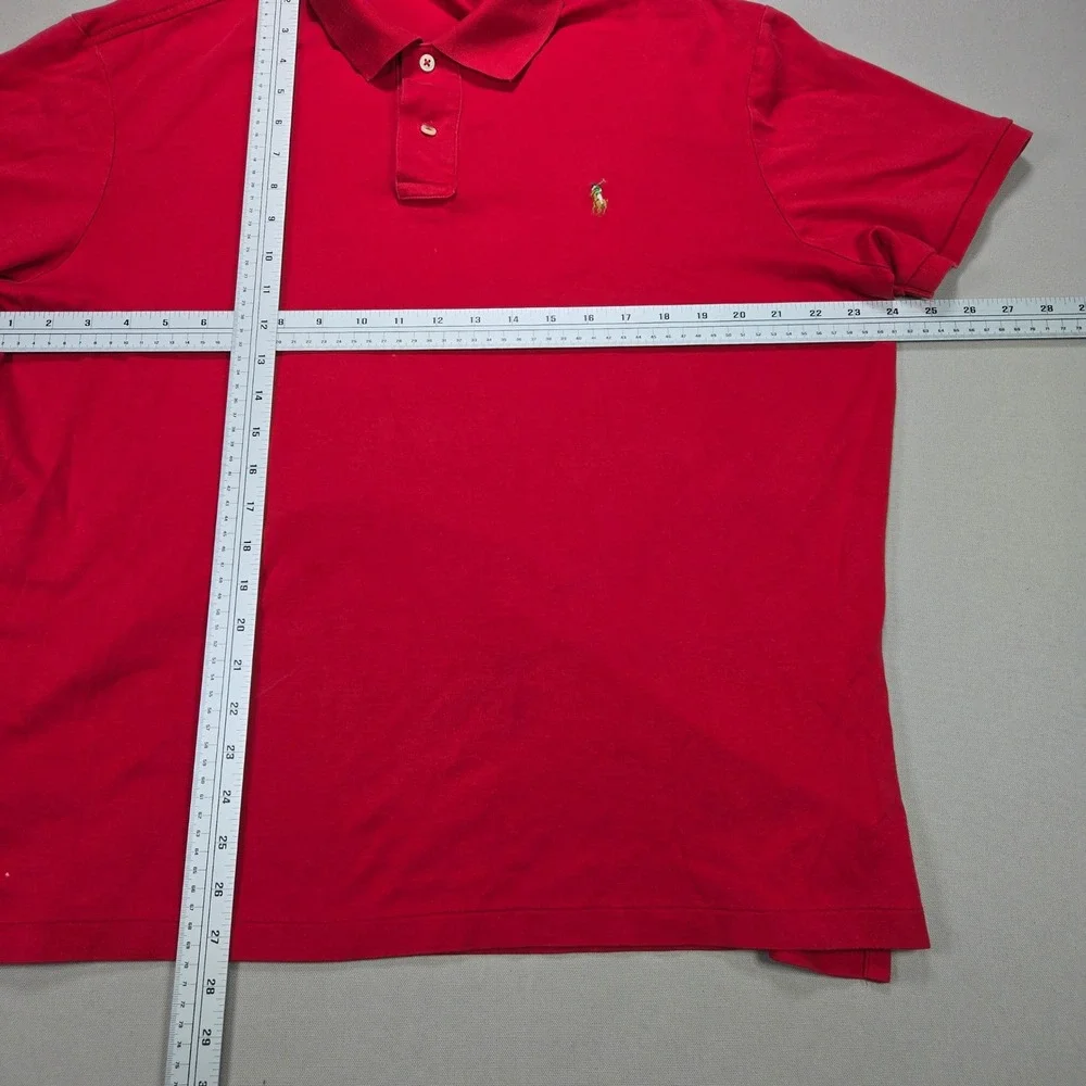 Ralph Lauren Polo‎ Shirt Mens XL Red Short Sleeve Pima Interlock Multicolor Pony - Picture 7 of 7